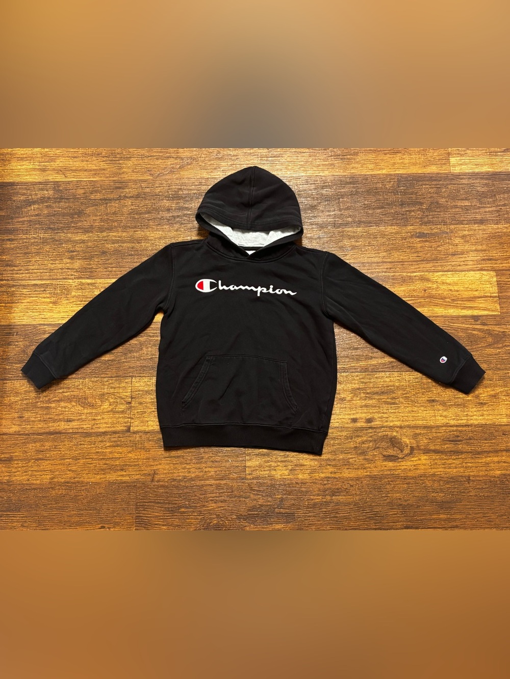 Champion Kids Black Hoodie with White & Red Logo